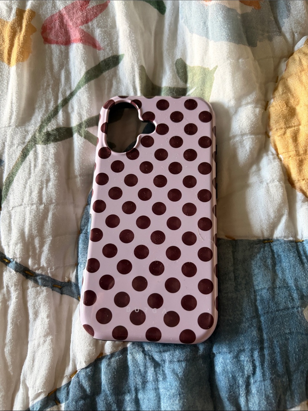 Polka Dot Pink Phone Case with Dark Red Dots